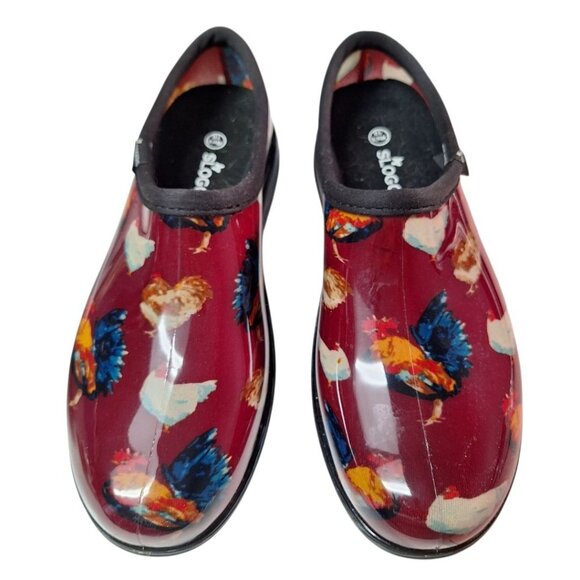 Sloggers Garden Shoes Womens 10 Chicken Red Waterproof Slip On USA Farm Country - Picture 3 of 9